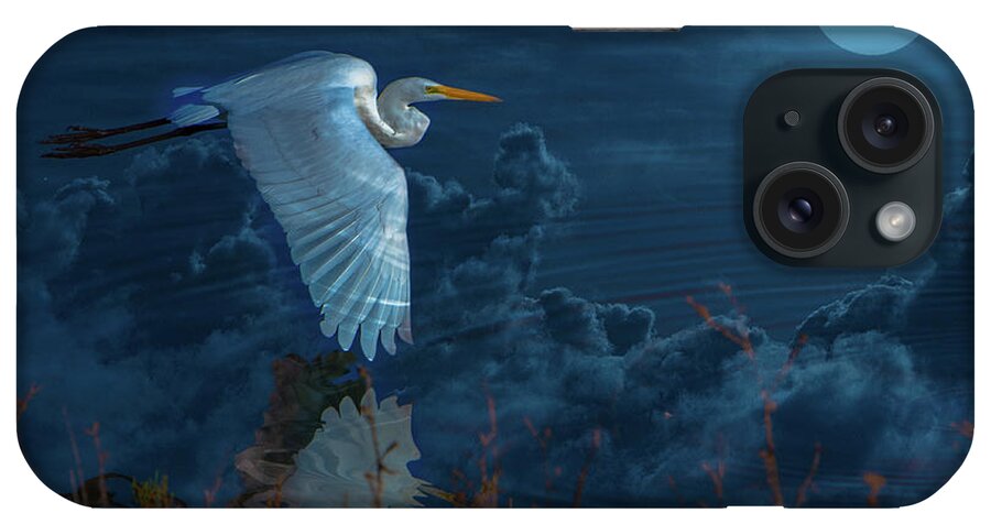 Egret iPhone Case featuring the photograph Egret over the moon by Patricia Dennis