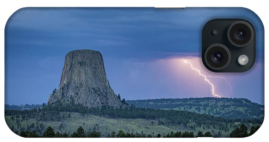 Devils Tower iPhone Case featuring the photograph Electrifying Night by Laura Hedien