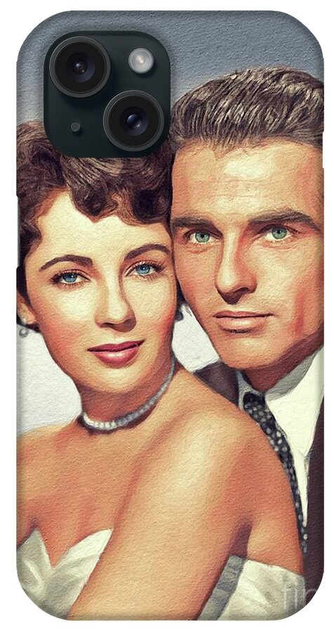 Elizabeth iPhone Case featuring the painting Elizabeth Taylor and Montgomery Clift, Hollywood Legends by Esoterica Art Agency