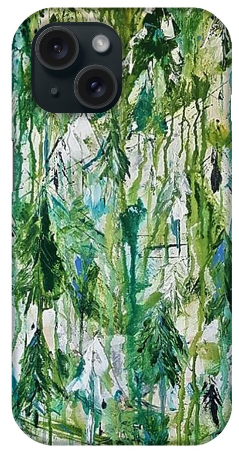 Abstract iPhone Case featuring the painting Emerald Forest by Tracey Lee Cassin