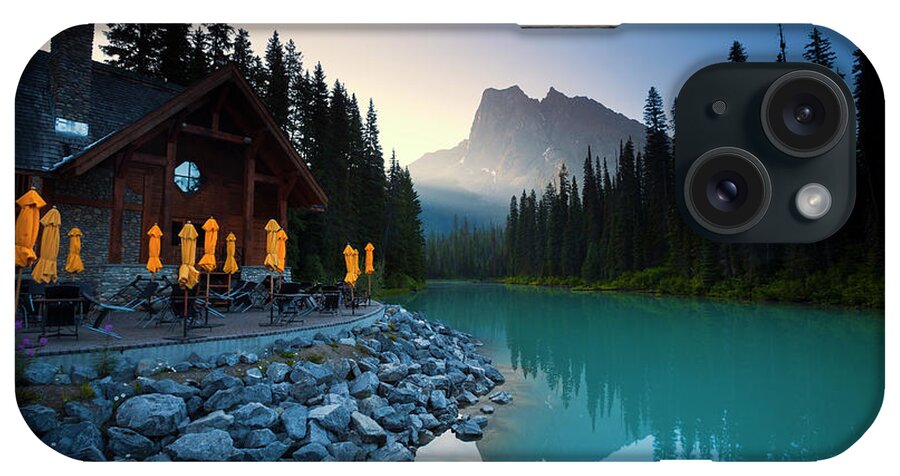Water's Edge iPhone Case featuring the photograph Emerald Lake Lodge by Dan prat