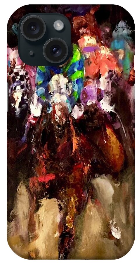 Race Horse Painting iPhone Case featuring the painting Empowering Grace by Heather Roddy