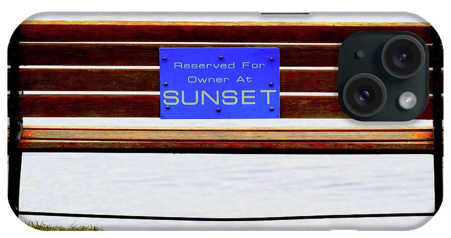 Bench iPhone 15 Case featuring the photograph Empty Bench Waiting for Sunset by Linda Stern