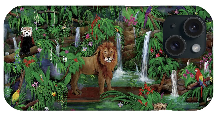Enchanted Jungle iPhone Case featuring the painting Enchanted Jungle by Betty Lou