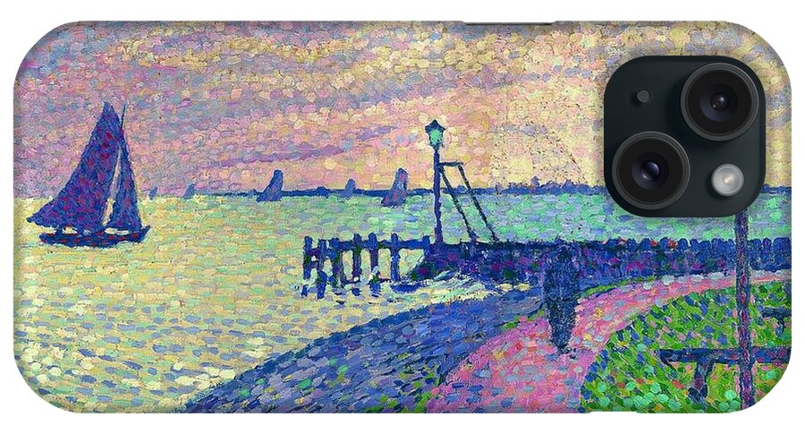 Nature iPhone Case featuring the painting Entrance to the Port of Volendam Theo Van Rysselberghe by Celestial Images