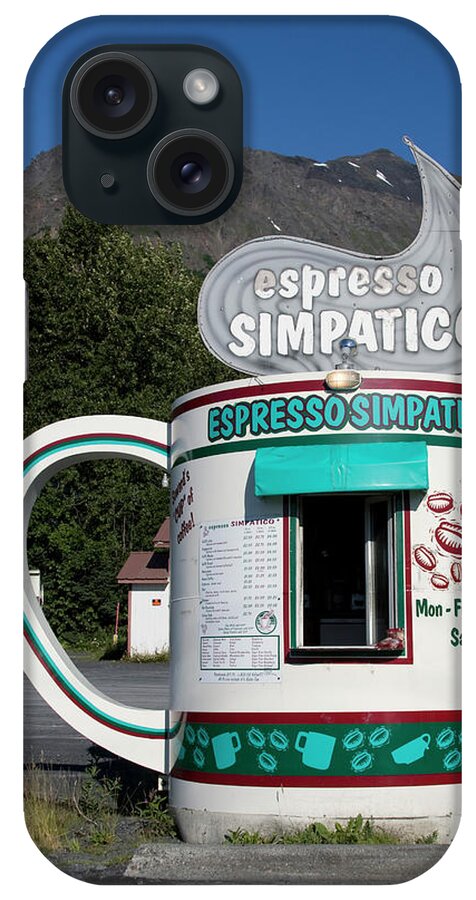 Coffee iPhone Case featuring the painting Espresso Simpatico Coffee Shop, Seward, Alaska by 