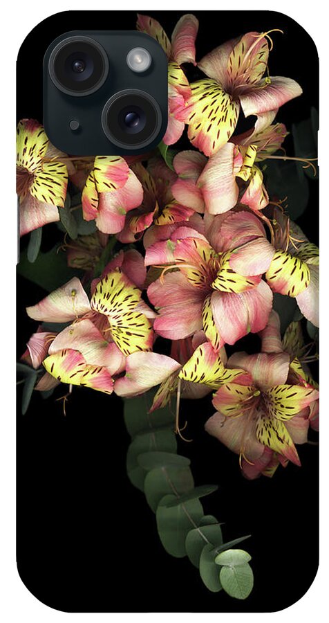 Eucalyptus And Alstomeria Flowers iPhone Case featuring the painting Eucalyptus & Alstromeria by Susan S. Barmon