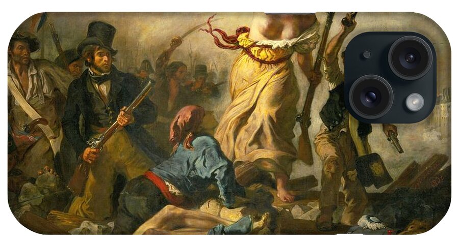 Eugene Delacroix iPhone Case featuring the painting Eugene Delacroix / 'Liberty Leading the People', 1830, Oil on canvas, 260 x 325 cm. LIBERTAD. by Eugene Delacroix -1798-1863-