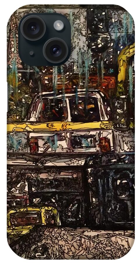 Evening iPhone Case featuring the mixed media Evening Bus Ride 3 by Angela Weddle