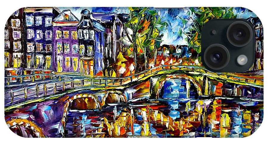 Holland Painting iPhone Case featuring the painting Evening Mood In Amsterdam by Mirek Kuzniar