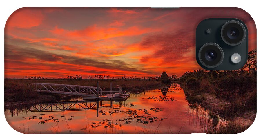 Sun iPhone Case featuring the photograph Explosive Sunset at Pine Glades by Tom Claud