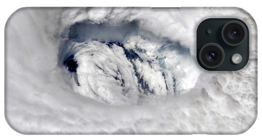 Cyclonic Storm iPhone Case featuring the photograph Eye Of Hurricane Dorian From The International Space Station by Nasa/science Photo Library