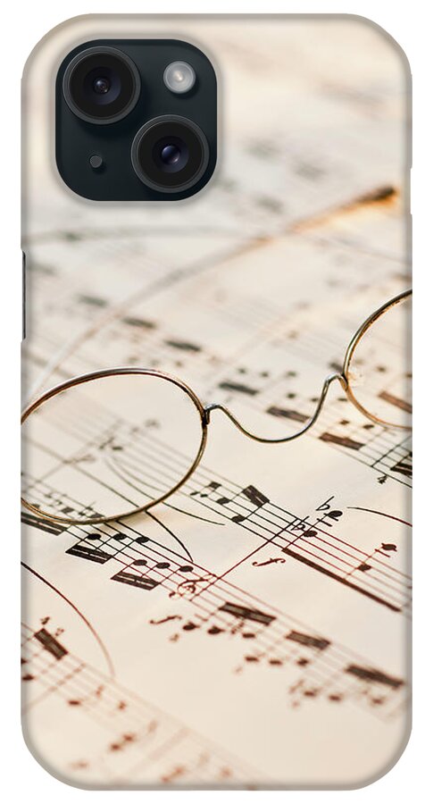 Sheet Music iPhone Case featuring the photograph Eyeglasses On Sheet Music by Tom Grill