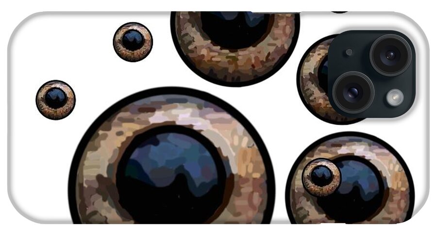 Modern Abstract iPhone Case featuring the digital art Eyes Have It White by Joan Stratton