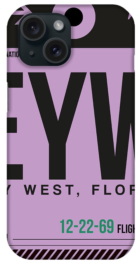 Key West iPhone Case featuring the digital art EYW Key West Luggage Tag I by Naxart Studio