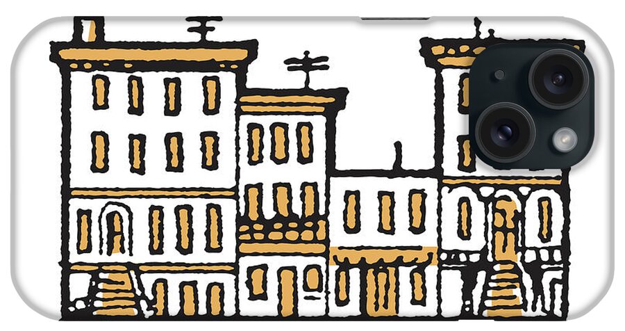 Apartment iPhone Case featuring the drawing Facades of Urban Buildings by CSA Images