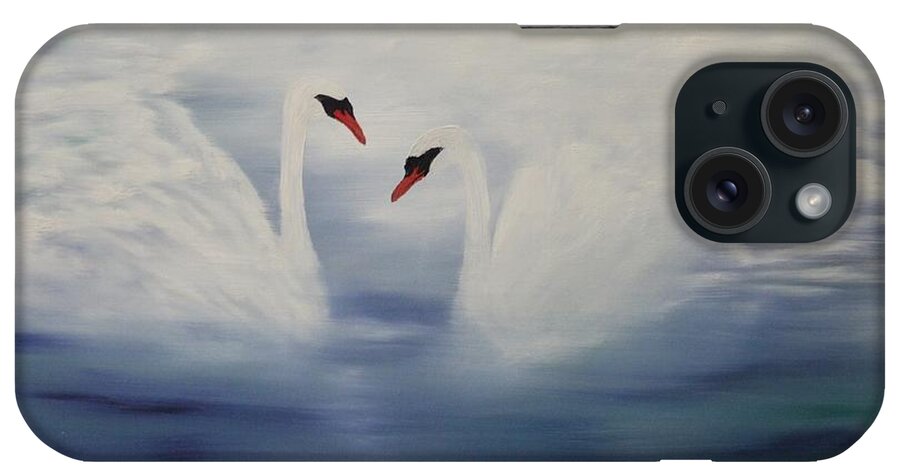 Swans iPhone Case featuring the painting Fading Swans by Berlynn