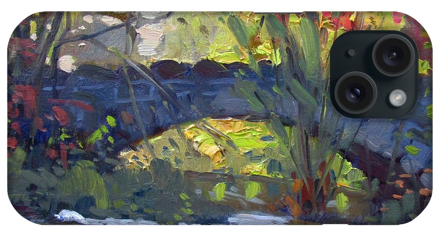 Fall iPhone Case featuring the painting Fall at Stone Bridge in Goat Island by Ylli Haruni
