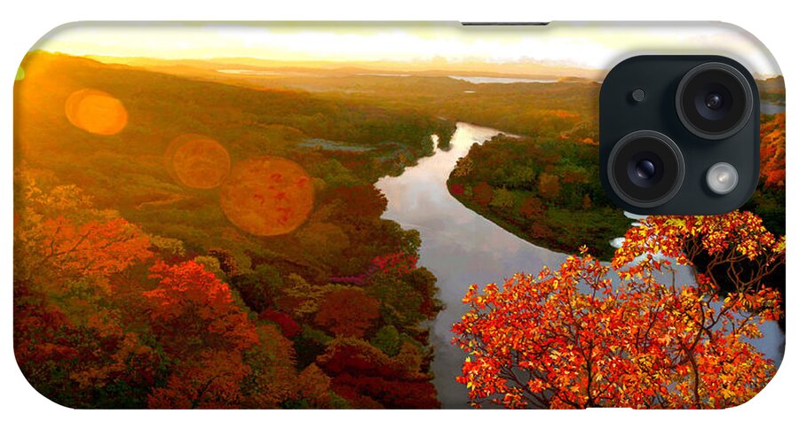Landscape iPhone Case featuring the painting Fall Flair st River's Bend by Jackie Case