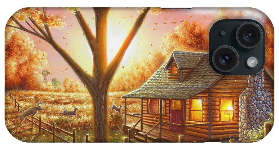 Country & Primitive iPhone Case featuring the painting Fall Memories by Chuck Black