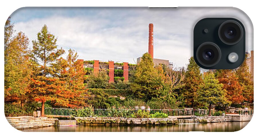 San iPhone Case featuring the photograph Fall Panorama of Pearl Brewery, Hotel Emma, and San Antonio Riverwalk - Bexas County Texas by Silvio Ligutti
