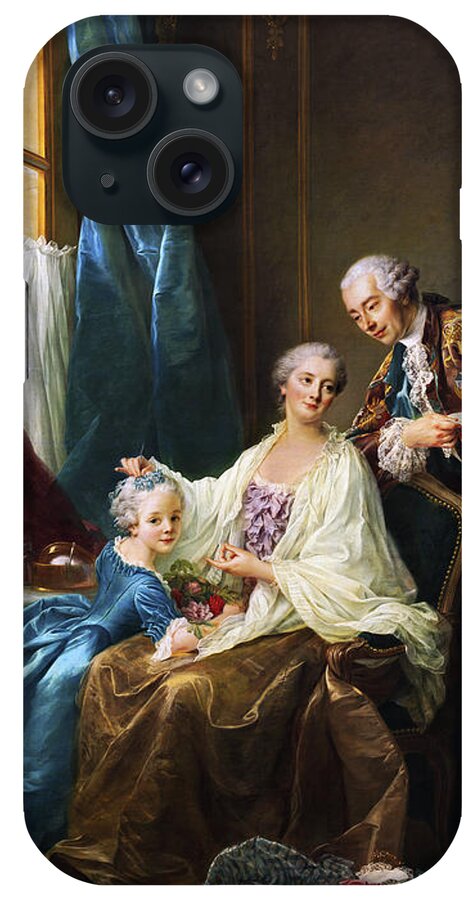 Family Portrait iPhone Case featuring the painting Family Portrait by Francois-Hubert Drouais by Rolando Burbon