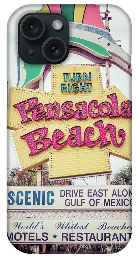 America iPhone Case featuring the photograph Famous Pensacola Beach Sign Gulf Breeze Florida Photo by Paul Velgos