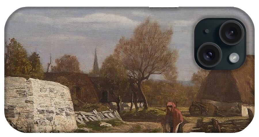 Nature iPhone Case featuring the painting Farm Around Quimper, c, 1853 by Eugene Boudin by Celestial Images
