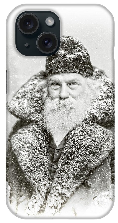 Santa Claus iPhone Case featuring the photograph Father Christmas Vintage Christmas Card burnout by Edward Fielding