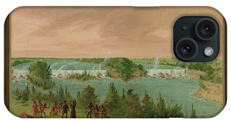 America (continent) iPhone Case featuring the painting Father Hennepin And His Men At The Falls Of St. Anthony, May 1st, 1680, 1847-48 by George Catlin
