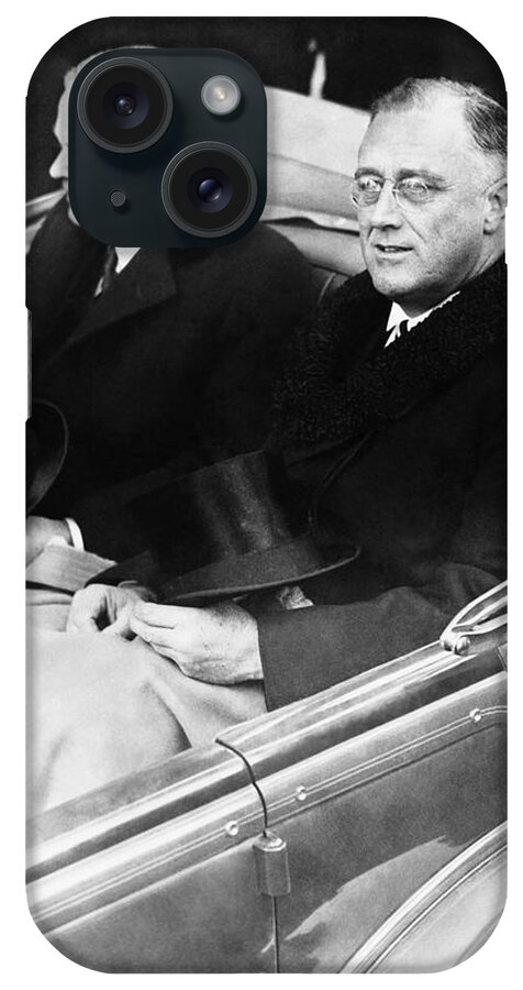 Franklin Roosevelt iPhone Case featuring the photograph FDR and Herbert Hoover - Inauguration Day 1933 by War Is Hell Store