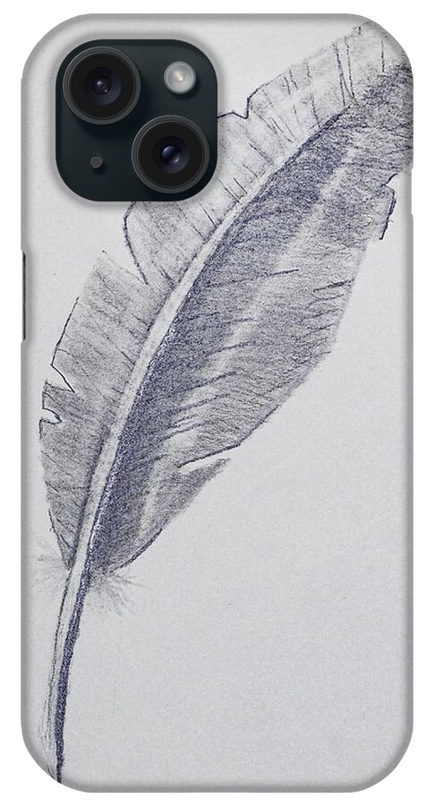 Feather iPhone Case featuring the drawing Feather Drawing by Bill Frische