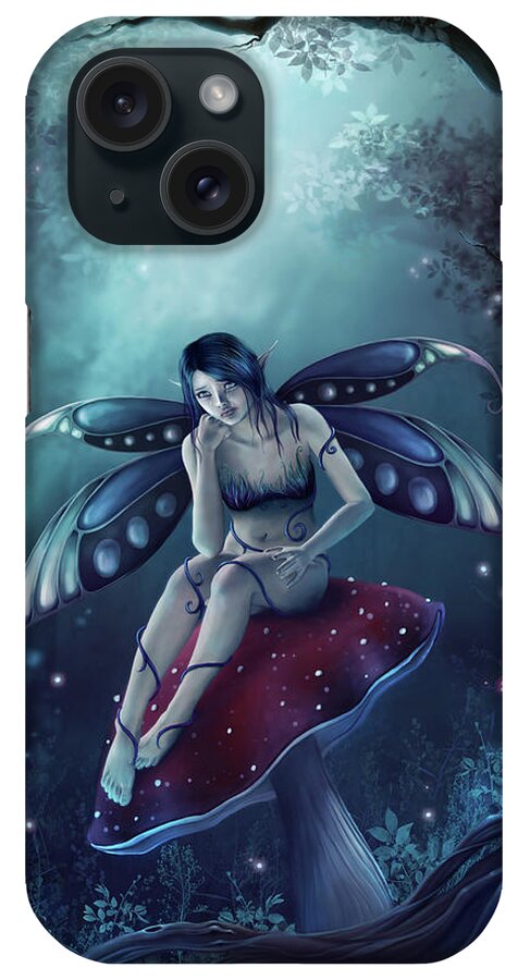 A Sad Fairy iPhone Case featuring the digital art Feeling Blue by Susan Mckivergan
