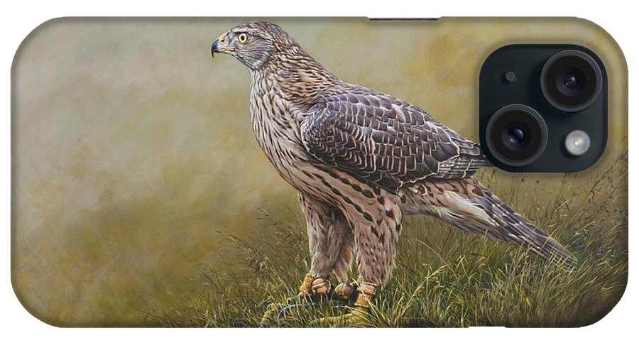 Goshawk iPhone Case featuring the painting Female Goshawk Paintings by Alan M Hunt