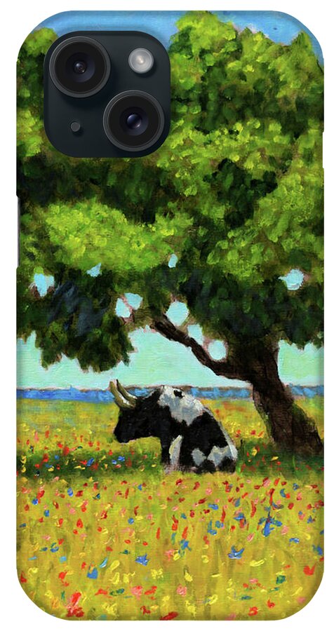 Friesian Bull iPhone Case featuring the painting Ferdinand by David Zimmerman
