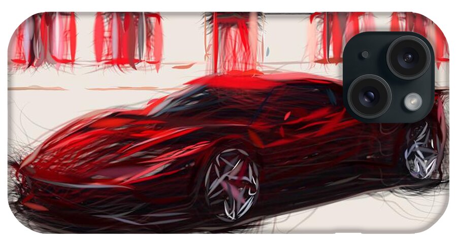 Ferrari iPhone Case featuring the digital art Ferrari SP38 Drawing by CarsToon Concept