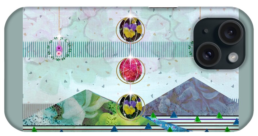 Flowers iPhone Case featuring the mixed media Festively Floral by Diamante Lavendar
