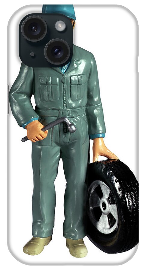 Accessories iPhone Case featuring the drawing Figurine of a Mechanic by CSA Images