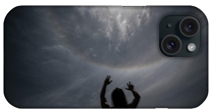 Full Moon iPhone Case featuring the photograph Finger Reaches For Full Moon At Night by Cavan Images
