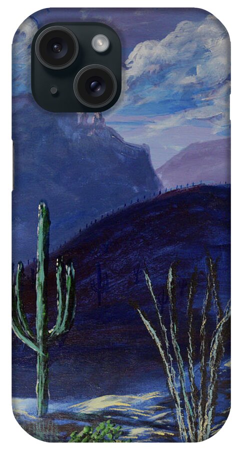 Finger iPhone Case featuring the painting Finger Rock Evening, Tucson by Chance Kafka