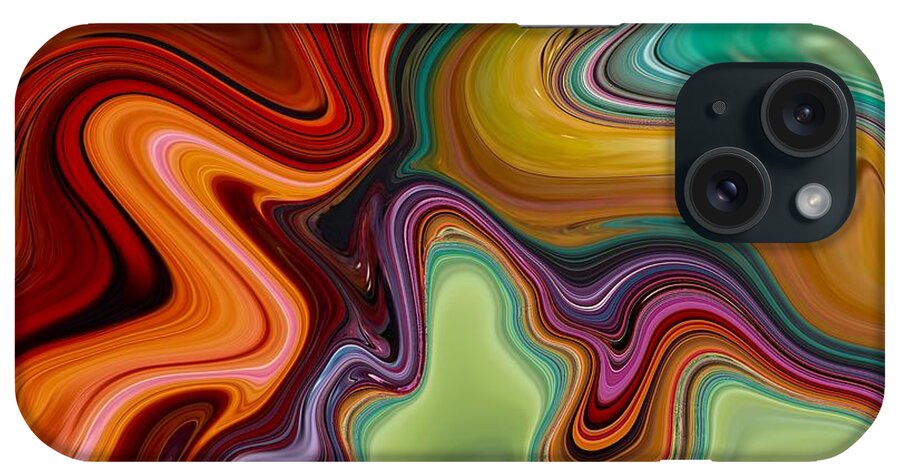 Fire iPhone Case featuring the painting Fire and Ice Abstract Art - Fluid Painting Marble Pattern by Patricia Piotrak
