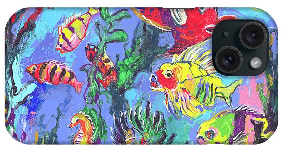 Tropical Fish Inside An Aquarium iPhone Case featuring the painting Fish by Richard Wallich