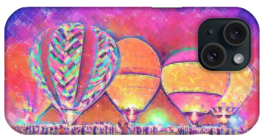 Balloons iPhone Case featuring the digital art Five Glowing Hot Air Balloons In Pastel by Kirt Tisdale