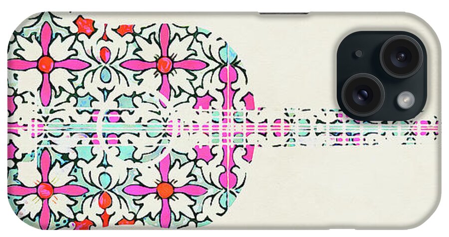 Guitar Silhouette iPhone Case featuring the painting Flamenco Guitar - 01 by AM FineArtPrints