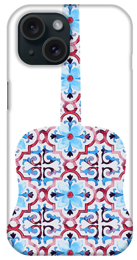 Guitar Silhouette iPhone Case featuring the painting Flamenco Guitar - 09 by AM FineArtPrints