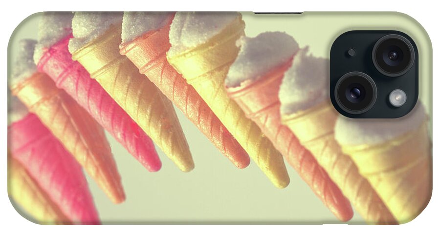 In A Row iPhone Case featuring the photograph Floating Ice Cream Cones by Mimo Khair Photography