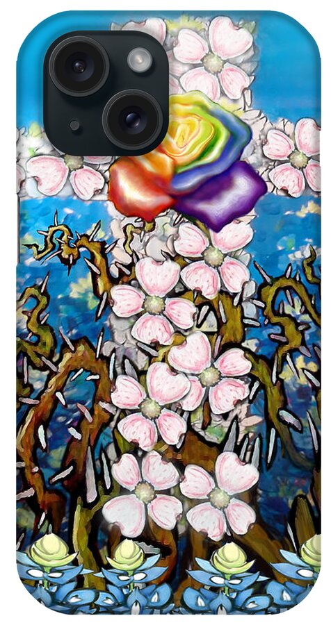 Floral iPhone Case featuring the painting Floral Cross Rainbow Rose by Kevin Middleton