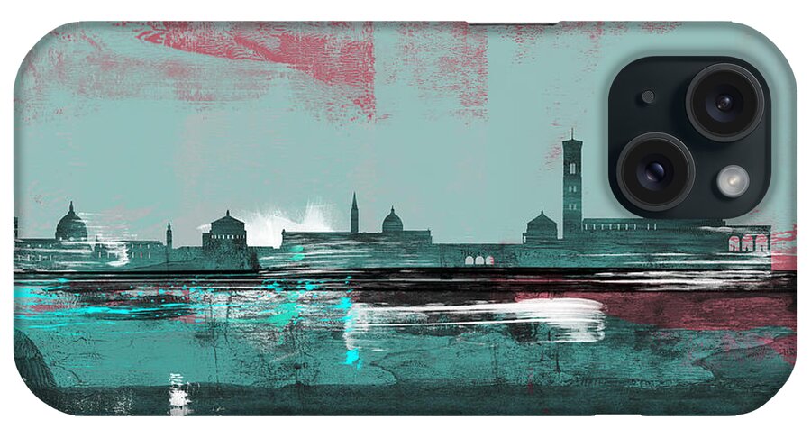 Florence iPhone Case featuring the mixed media Florence Abstract Skyline II by Naxart Studio