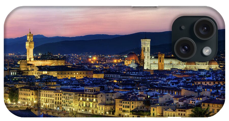 Florence iPhone Case featuring the photograph Florence - Duomo and Palazzo Vecchio at dusk by Weston Westmoreland