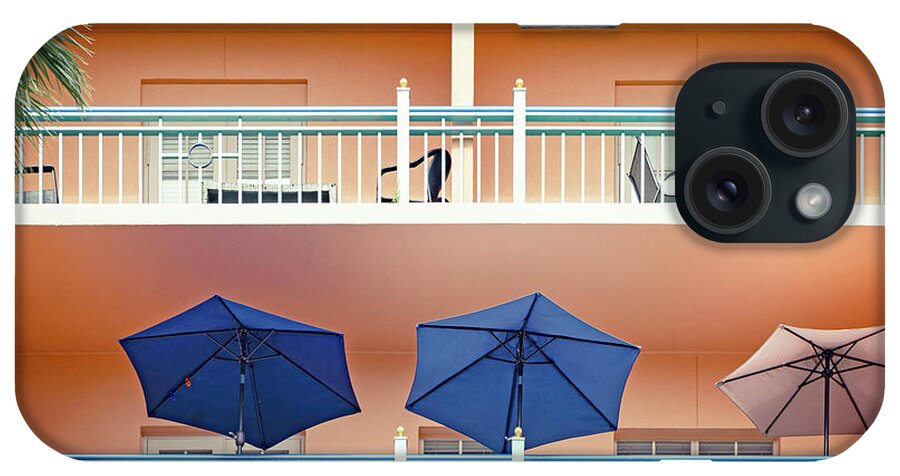 Estock iPhone Case featuring the digital art Florida, Boca Raton, Three Umbrellas On Balcony by Laura Diez